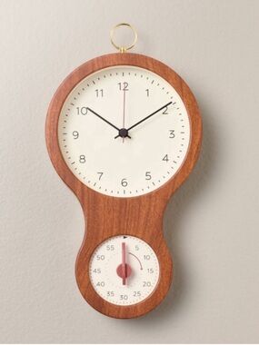 Faux Wood and Brass Kitchen Clock and Timer- Hearth & Hand™ with Magnolia